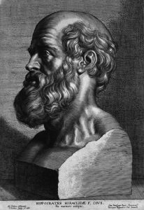 sketch of Hippocrates' bust